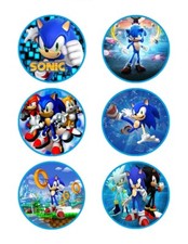Sonic. Décoration comestible. Azyme. Lot de 2x 6 disques diam. 7,5cm.