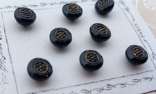 8 BOUTONS VERRE NOIR ET OR