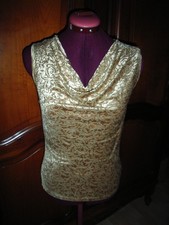 haut sans manches maille velours dévoré or TM col avaloir