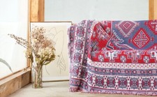 Large -XXL Purple Red Reversible Ethnic Indian Aztec Tribal Cotton Throw Blanket