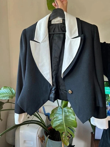 Veste noir blanche vintage - blanche,