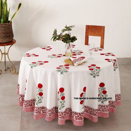Nappe ronde coton floral - nappe, en