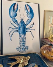 Affiche homard bleu papier mat