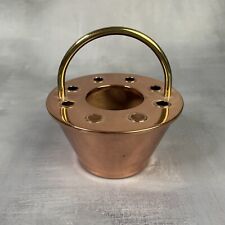 Vase pique fleur petit panier laiton et cuivre vernis Lucien Lecellier VILLEDIEU