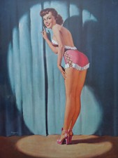 Pin Up Vintage En Guêpière Rose   Chromo Image Ancienne Années 50.   CHPU10