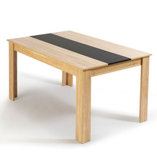 Table à manger rectangle GEORGIA 6 personnes imitation hêtre et noire 140 x 90 c