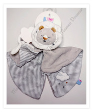Doudou Plat Rond Lion Blanc