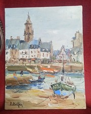 Peinture huile sur toile Honfleur etienne bellan