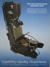 11/1986 PUB MARTIN BAKER EJECTION SEAT MK.14 SIEGE EJECTABLE ORIGINAL AD