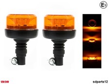 2 Gyrophares Led Orange 12V 24V ECE E9 R65 Balises 4 Modes Camion Tracteur Bus