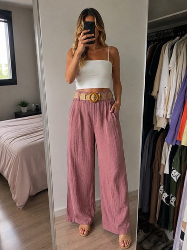 Pantalon femme wide leg rose - femme, wide-leg