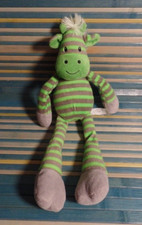 S15 / doudou peluche girafe zèbre cheval vache rayé gris vert CMI CARREFOUR