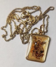 Collier pendentif médaille pendentif archange Saint-Michel en argent sterling...