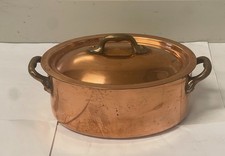 Ancienne marmite ovale en cuivre/laiton + couvercle tamponnée MADE IN FRANCE