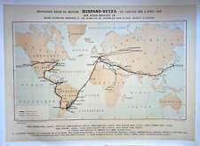 AVIATION AIRCRAFT BREGUET 19 RAID HISPANO-SUIZA 1926-1928 VERY LARGE WORLD MAP