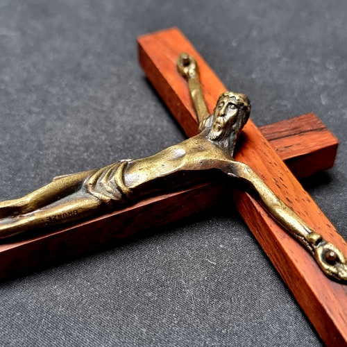 Crucifix ancien bois métal - ancien,