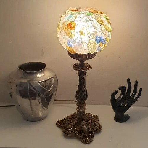 Lampe table globe fleur verre - lampe,