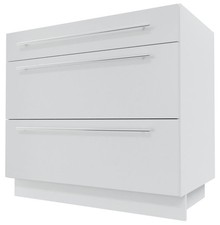 Meuble De Rangement À Tiroirs 90X50X82CM Blanc Façades Acrylique Brillant