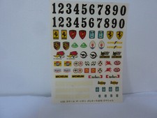 Planche de décals: Ferrari,Porsche,Maserati, Lotus,Lamborghini, De Tomaso 1/20