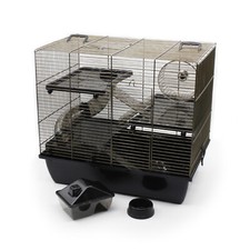 ZooPaul Cage à Rongeur A Hamster Deluxe Industrial en Noir Laiton Avec Accessoir