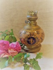 ANCIENNE LAMPE A PETROLE GIEN FORME BOULE RENAISSANCE 1875