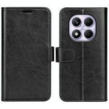 Étui en cuir à rabat horizontal pour Xiaomi Redmi Note 14 Pro 4G R64 (noir