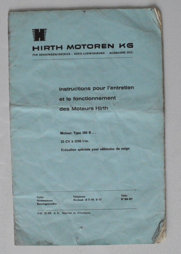 Hirth motoren instructions - motoren, kg