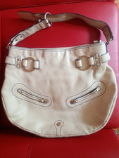 LANCEL - GRAND SAC A MAIN BLANC - bandoulière courte 60cm - état usagé, vintage