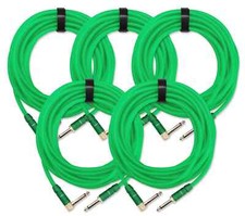 5x SET DE CABLE INSTRUMENTS GUITARE AMPLIFICATEUR CONNECTEUR JACK 6,35MM VERT 6M