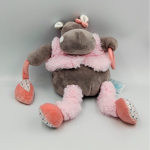 Doudou hippopotame marron rose - hippopotame,