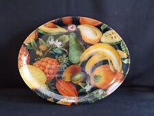 Vintage Ancien Grand PLATEAU DE SERVICE en Fibre Et Plastique À Décor De Fruits