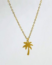 Collier pendentif palmier chaine acier inoxydable doré empilable Cadeau de noël 