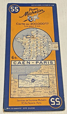 Carte MICHELIN N° 55  - Caen Paris -  Révisée en 1938 - Très Bel Etat.