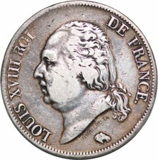 S7394 Rare 5 Francs Louis XVIII 1824 M Toulouse Argent Silver ->Faire Offre