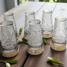 Verres moulé italiens vintage décoratifs dorure lot de 6  verre ancien Italie