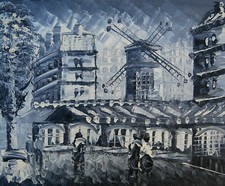 Tableau & Peinture Huile sur toile fait main: Voyage Paris, Moulin Rouge 20X25cm