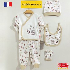 PYJAMA BÉBÉ, ENSEMBLE DE NAISSANCE TAILLE 50, BONNET, BAVOIR, MOUFFLE