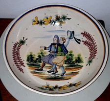GRAND PLAT SALADIER FAIENCE DE QUIMPER HB RK DANSEURS BRETONS