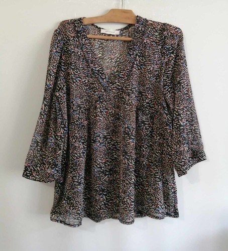 Blouse noire multicolore - blouse, et