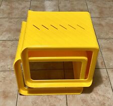 Tables Basses ou Tabourets Stamp Henri Massonnet Jaunes Années 80 Vintage TBE