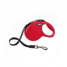 FLEXI LAISSE ENROULEUR FLEXI NEW CLASSIC S SANGLE  ROUGE 5METRES 15 KG MAX