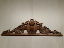 Ancien FRONTON Breton  en bois  de meuble   boiserie long 102 cm 