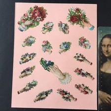 Planches 17 Chromos Anciens Mains Muguet XIXè Découpis Gaufré Victorian Scrap