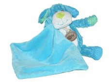 Doudou chien bleu vert Cotelé