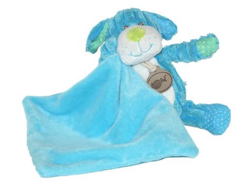 Doudou chien bleu vert - , cotelé