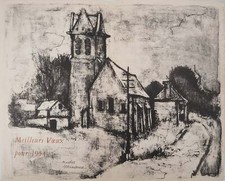 André MINAUX : Eglise désacralisé, Lithographie originale signée
