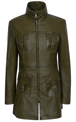 Manteau cuir vert olive - manteau, À