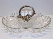 -ANCIEN PLAT APERITIF MENDIANT CRISTAL VAL ST LAMBERT BELGIQUE DECO TABLE D