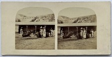 Halte d'une caravane Dromadaires Afrique c1860 Photo Duriaux Stereo Vintage