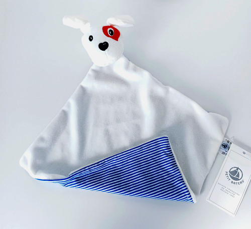 Doudou plat chien blanc noir - chien,